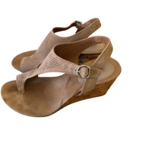 Style & Co Size 7 Maddyson Woman’s Cork Wedge Sling Back Sandal Lt Taupe - Picture 9 of 14